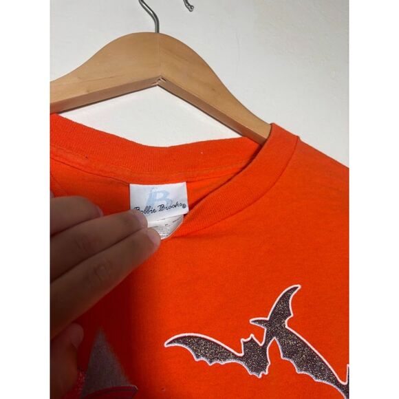 Bobbie Brooks Halloween T shirt VTG Ghost Graphic Boo Size XL Orange Spooky Bats - Picture 5 of 5